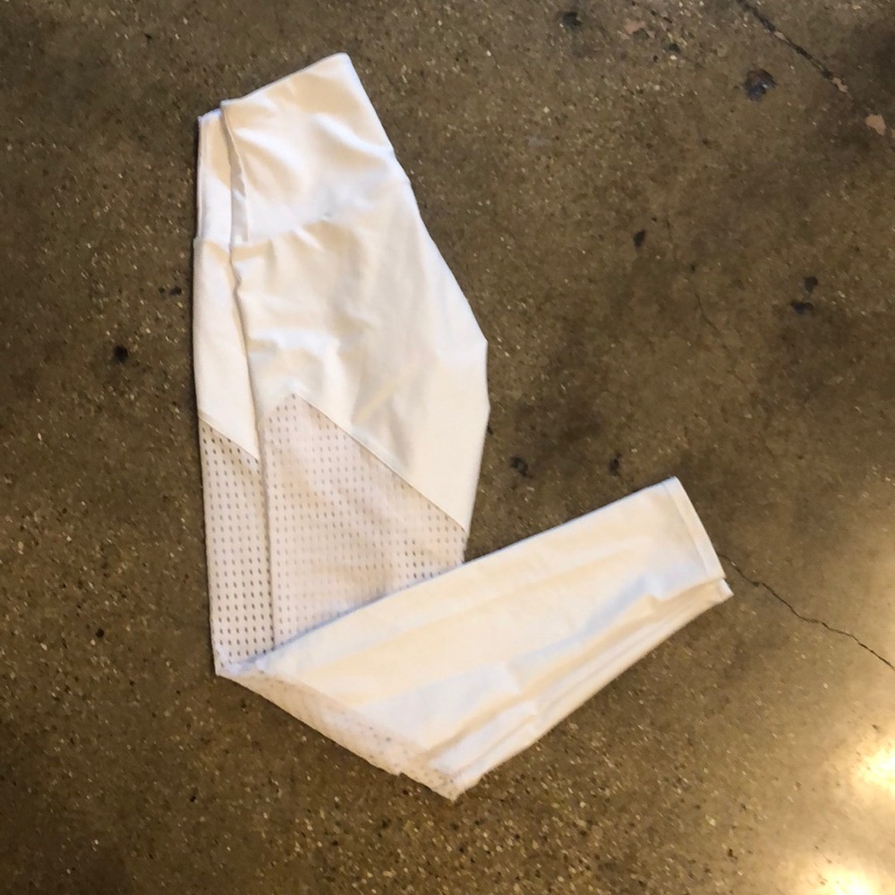 Free People Movement White Leggings w/ mesh panel